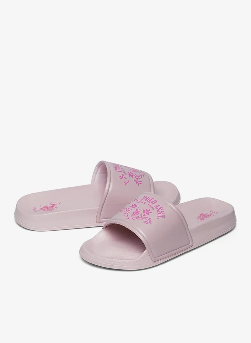 U.S. Polo Assn. Powder Women's Pink Signature Slides Shoes - Effortless Style Meets Ultimate Relaxation! for Women | Best Price UAE