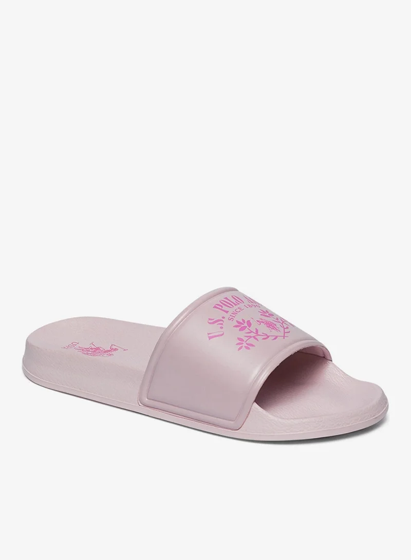U.S. Polo Assn. Powder Women's Pink Signature Slides Shoes - Effortless Style Meets Ultimate Relaxation! for Women | Best Price UAE