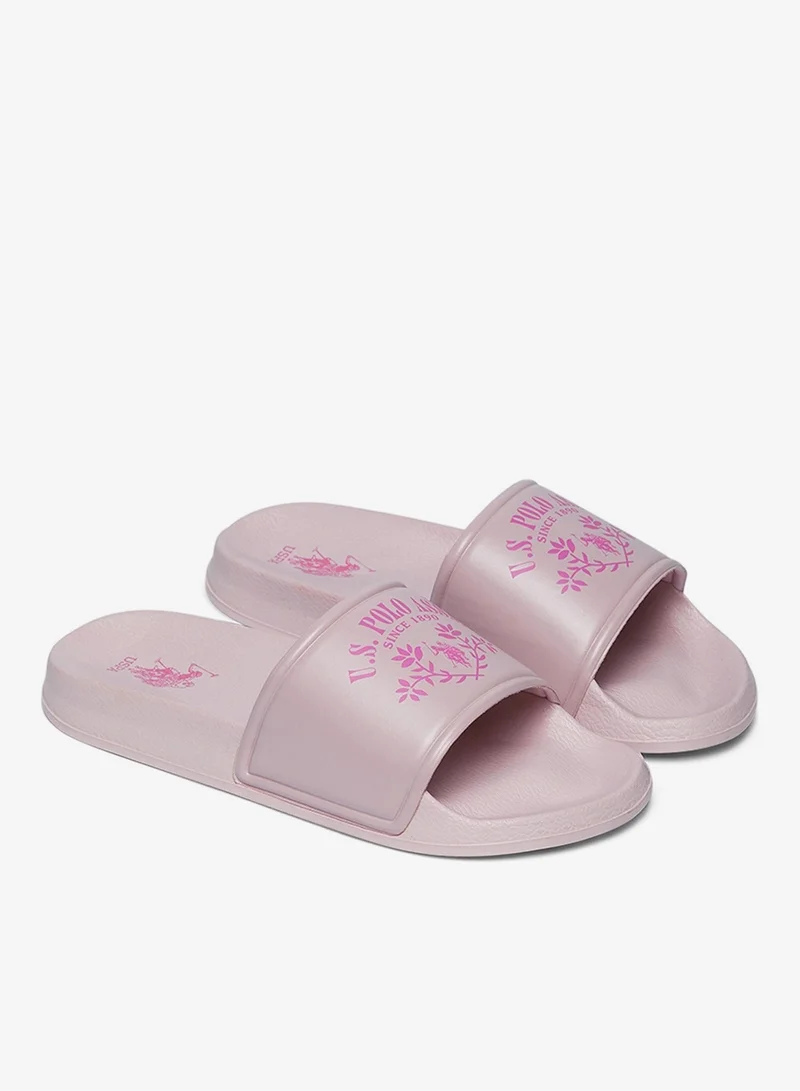 U.S. Polo Assn. Powder Women's Pink Signature Slides Shoes - Effortless Style Meets Ultimate Relaxation! for Women | Best Price UAE