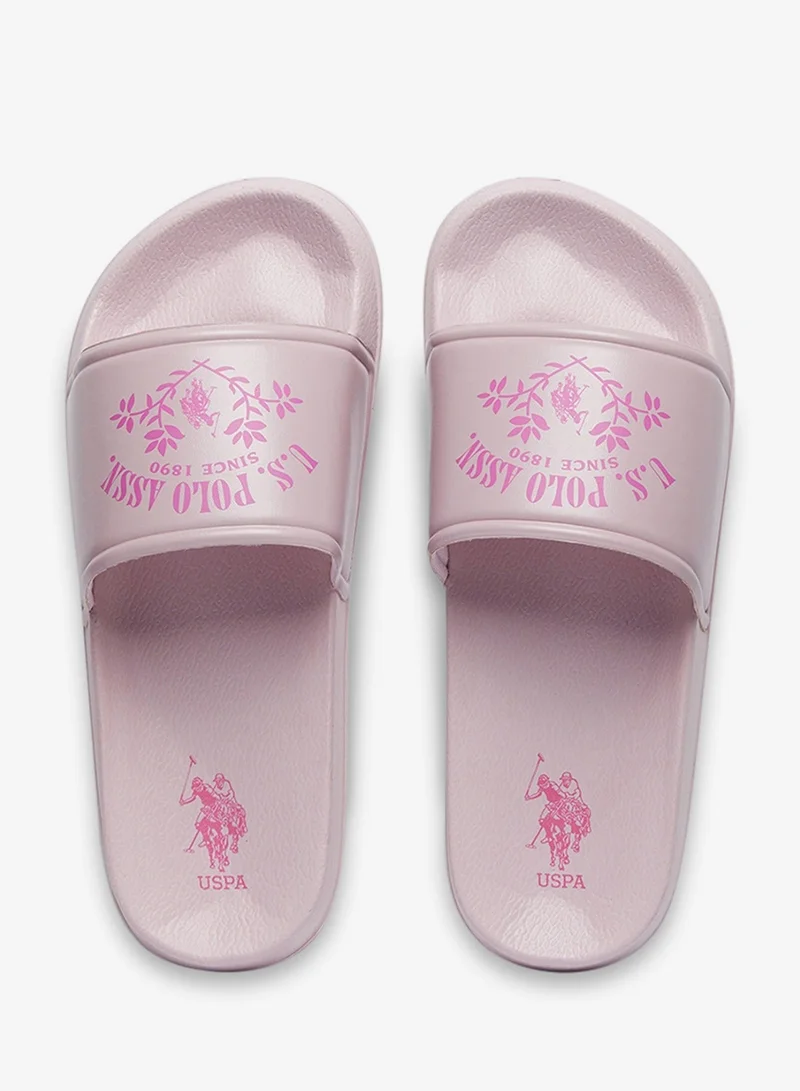 U.S. Polo Assn. Powder Women's Pink Signature Slides Shoes - Effortless Style Meets Ultimate Relaxation! for Women | Best Price UAE