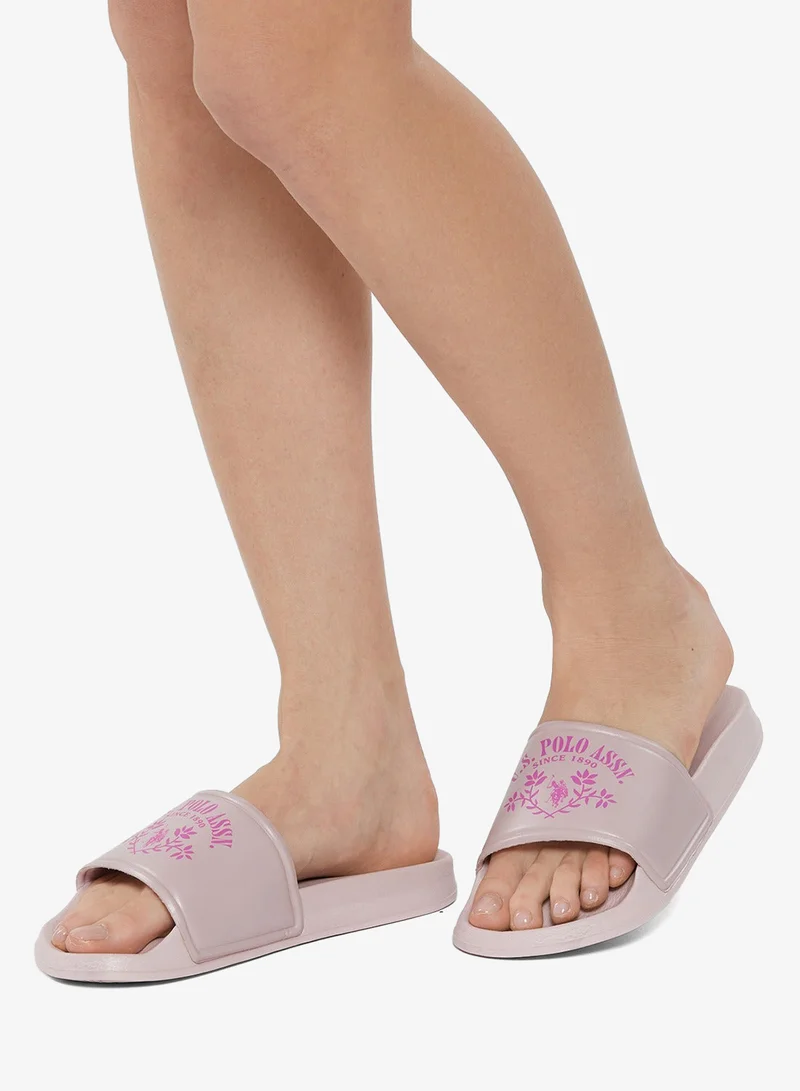 U.S. Polo Assn. Powder Women's Pink Signature Slides Shoes - Effortless Style Meets Ultimate Relaxation! for Women | Best Price UAE