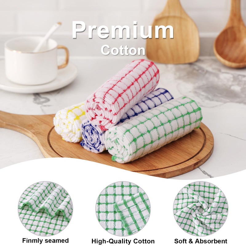 Kitinjoy Cotton 8 Pack Terry Kitchen Dish Cloths, 12 x 12 Inches Super Soft and Absorbent Dish Rags, Quick Drying Dish Towels for Washing Dishes, Mix Colour - Image 2
