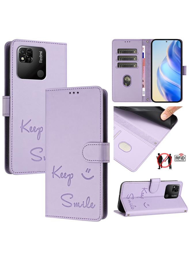 S-TOP Case For Redmi 10A / 9C Smile Embossing RFID Leather Phone Case - Image 1