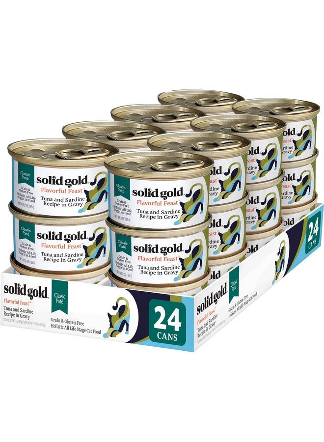 Solid Gold Flavorful Feast Wet Cat Food - Tuna & Sardine Pate - Canned Cat Food, 24 Pack - Image 1