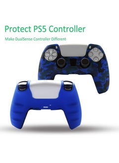 Generic PS5 Controller Skin,Silicone Grips for PlayStation 5 Controller Anti Slip Cover Case Protector for Dual Sense 5 Controller - 8pcs Pro ThumbGrips (Army Blue)  - Image 2