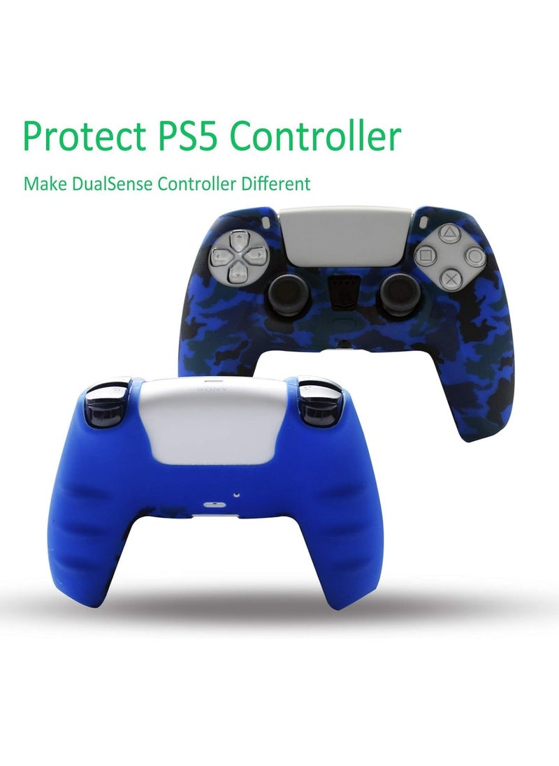 Generic - PS5 Controller Skin,Silicone Grips for PlayStation 5 Controller Anti Slip Cover Case Protector for Dual Sense 5 Controller - 8pcs Pro ThumbGrips (Army Blue) - Image 1