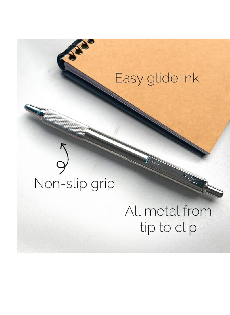 ZEBRA Zebra Pen F-701 Retractable Ballpoint Pen, Stainless Steel Barrel, Fine Point, 0.8mm, Black Ink, 1-Pack  - Image 2