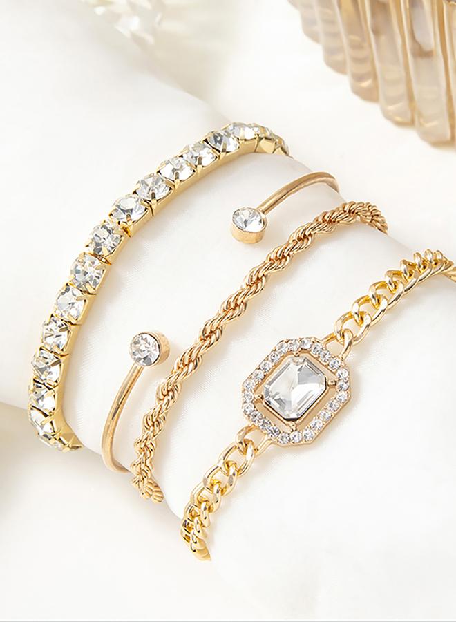 Take Two Set of 4 - Gold Rhinestones Decor Bracelet - Image 2