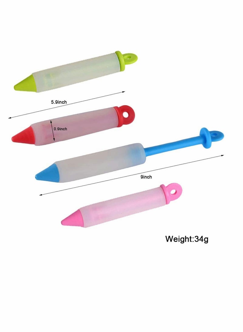 SOLARAE قلم كتابة الطعام السيليكوني أداة تزيين الكعك، قلم ضغط عملي لكريمة الشوكولاتة لتزيين الكعك مع 4 رؤوس لأدوات تزيين الكعك للخبز في المطبخ 4 قطع - Image 5