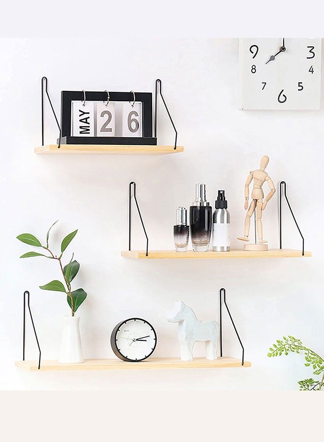 MARGOUN Floating Shelves Wall Mount Solid Wood Wall Storage Shelves with Iron Frame  - Image 1