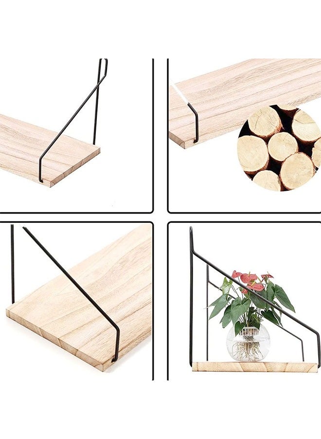 MARGOUN Floating Shelves Wall Mount Solid Wood Wall Storage Shelves with Iron Frame  - Image 3