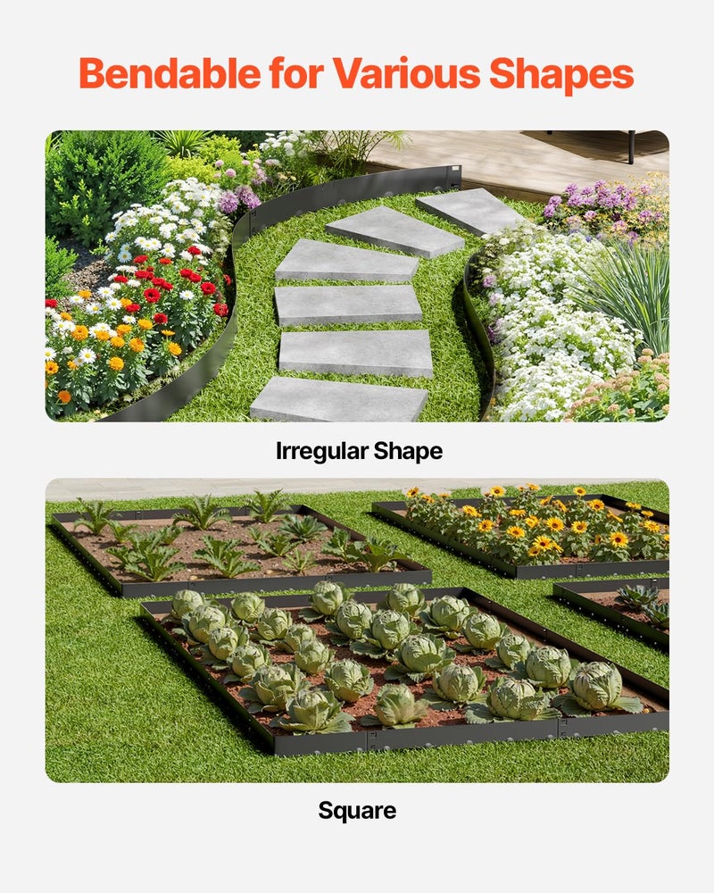 VEVOR Steel Landscape Edging, 5 Packs 39 x 3 in Rust-Resistant Metal Landscape Edging, Bendable Garden Edging Border, Heavy Duty Lawn Edging, Easy-to-Install, Flower Bed Yard Pathway Divider Black - Image 4