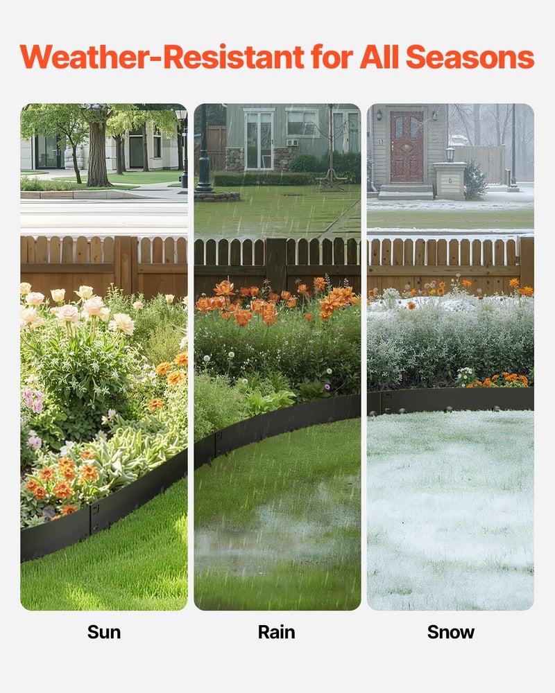 VEVOR Steel Landscape Edging, 5 Packs 39 x 3 in Rust-Resistant Metal Landscape Edging, Bendable Garden Edging Border, Heavy Duty Lawn Edging, Easy-to-Install, Flower Bed Yard Pathway Divider Black - Image 3