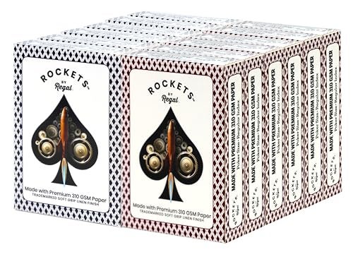 Regal Games 12 Decks Rockets Bulk Playing Cards Set for Adults Professionals 310 GSM Linen Finish Poker Cards for Blackjack Euchre Canasta Casino Grade Travel Game Night Cards - Image 1