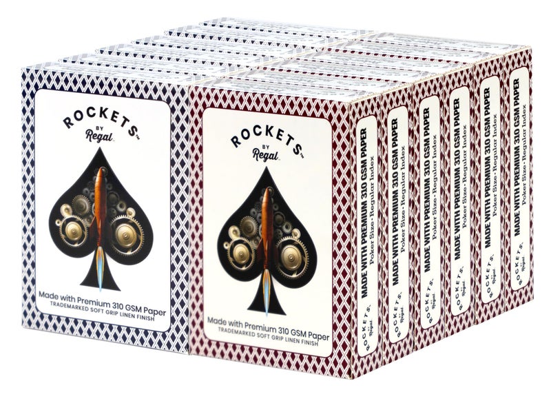 Regal Games 12 Decks Rockets Bulk Playing Cards Set for Adults Professionals 310 GSM Linen Finish Poker Cards for Blackjack Euchre Canasta Casino Grade Travel Game Night Cards - Image 3