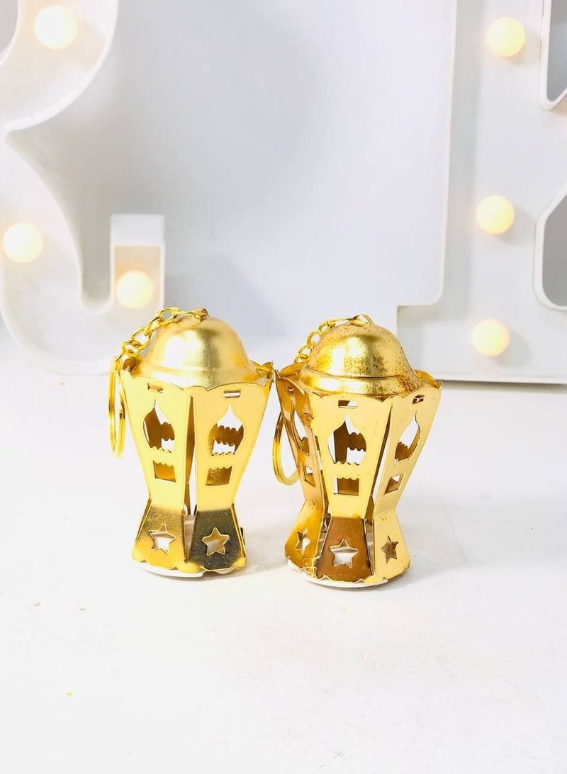 ميدالية ميدالية سلسة رمضان له مفاتيح ميدالية فانوس ذهبي فضة معدن بإضاءة ليد عدد 2 - Image 2