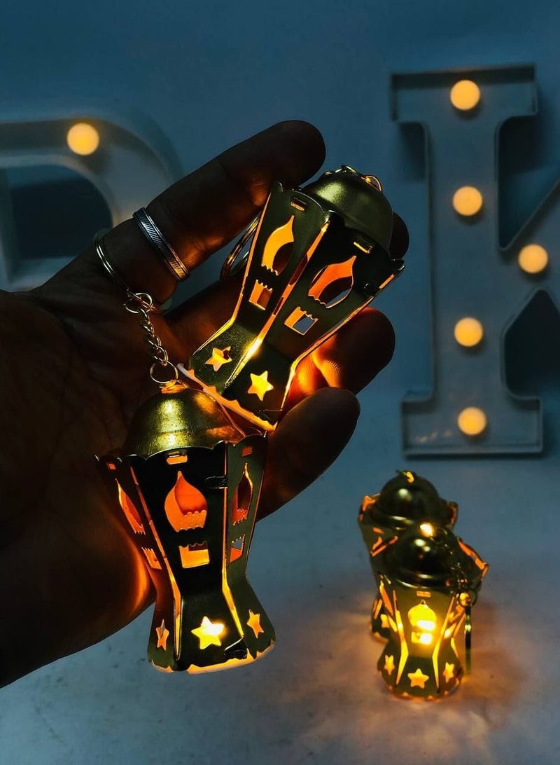 ميدالية ميدالية سلسة رمضان له مفاتيح ميدالية فانوس ذهبي فضة معدن بإضاءة ليد عدد 2 - Image 3