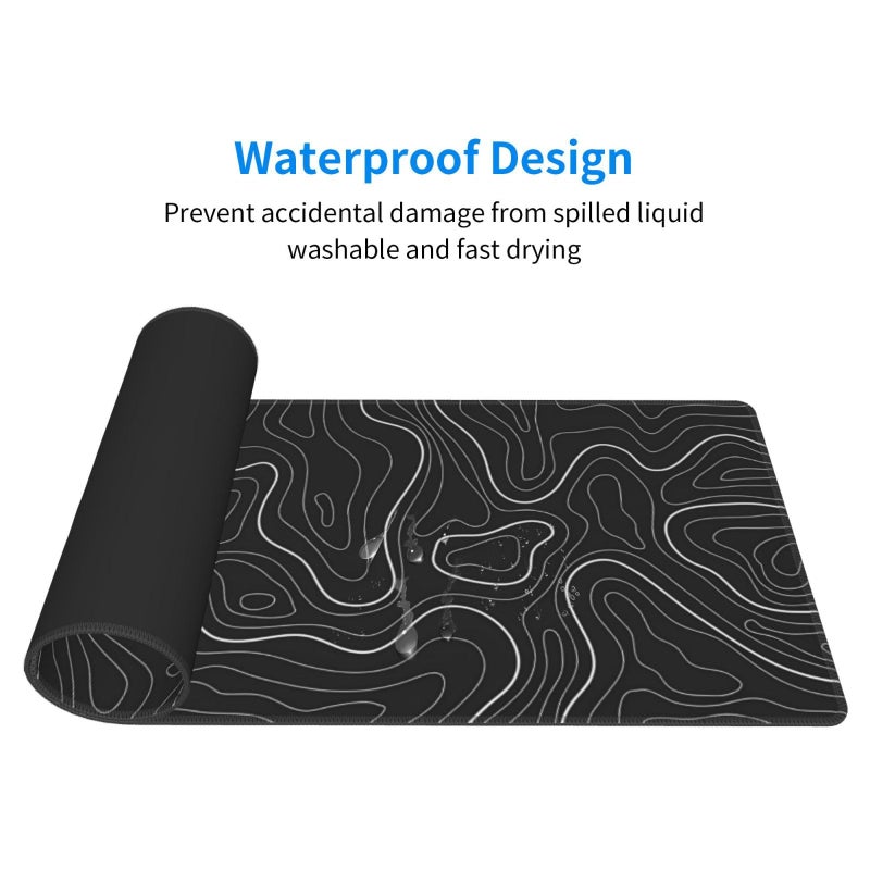 Brecoy Topographic Contour Extended Big Mouse Pad Large,Gaming Mouse Pad Desk Pad,31.5x11.8 Inch Long Computer Keyboard Mouse Mat Mousepad with 3mm Non-Slip Base and Stitched Edge for Gaming and Office - Image 3