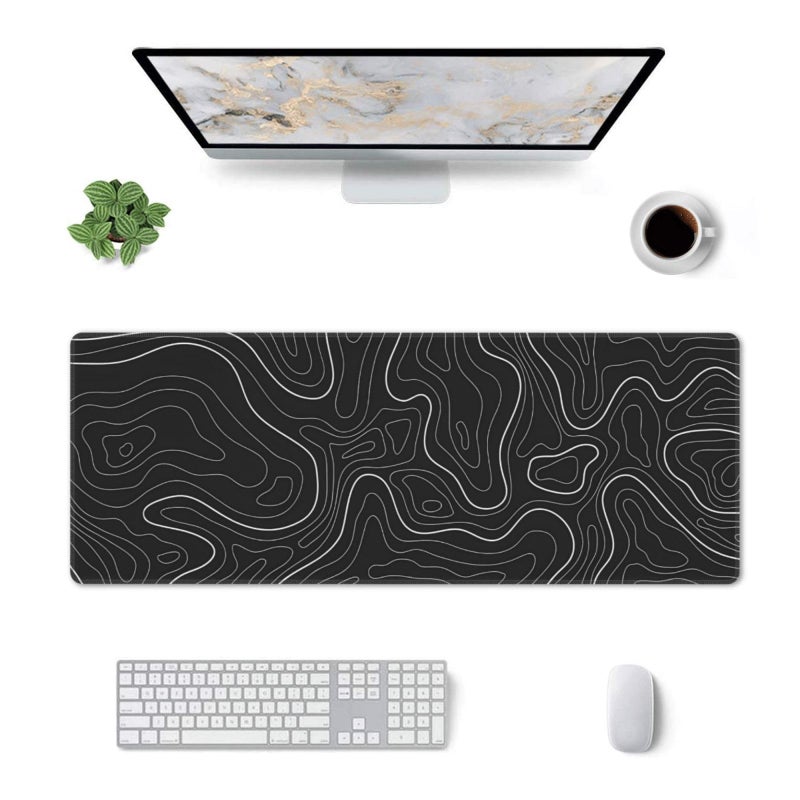 Brecoy Topographic Contour Extended Big Mouse Pad Large,Gaming Mouse Pad Desk Pad,31.5x11.8 Inch Long Computer Keyboard Mouse Mat Mousepad with 3mm Non-Slip Base and Stitched Edge for Gaming and Office - Image 4