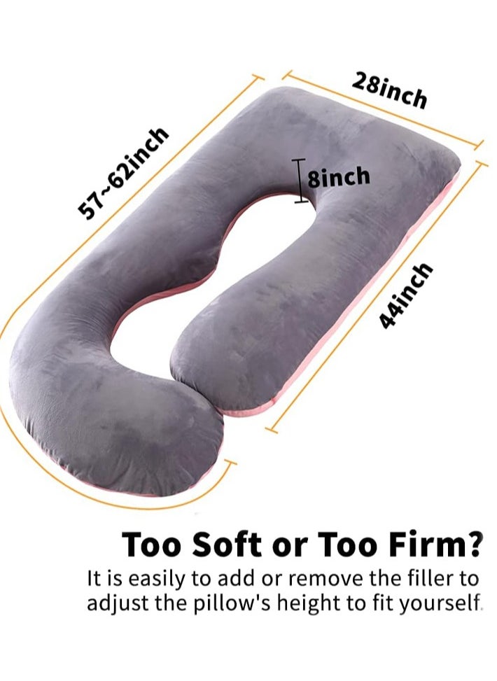 dida-cosmos - Pregnancy Pillow J Shaped Full Body Pillow with Velvet Cover, XXL Maternity Pillow for Pregnant Women Back, Legs and Belly Support,Two-tone flannel - Image 1