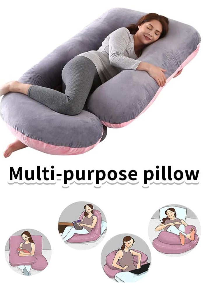 dida-cosmos - Pregnancy Pillow J Shaped Full Body Pillow with Velvet Cover, XXL Maternity Pillow for Pregnant Women Back, Legs and Belly Support,Two-tone flannel - Image 1