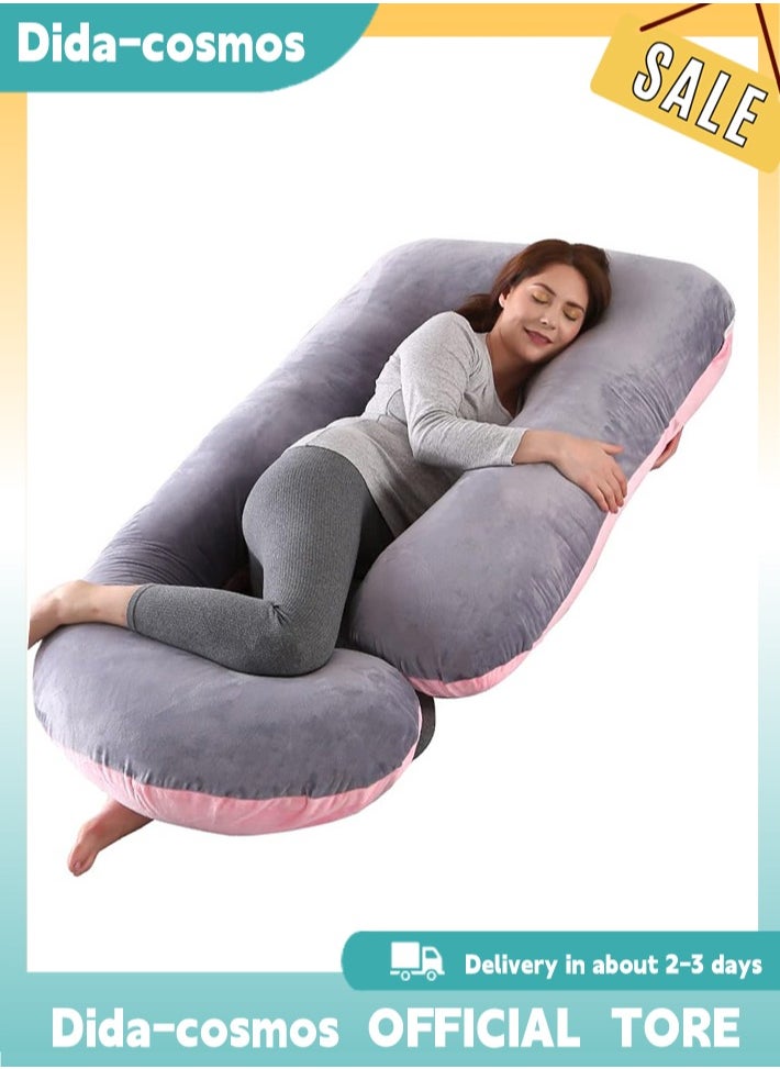 dida-cosmos - Pregnancy Pillow J Shaped Full Body Pillow with Velvet Cover, XXL Maternity Pillow for Pregnant Women Back, Legs and Belly Support,Two-tone flannel - Image 1