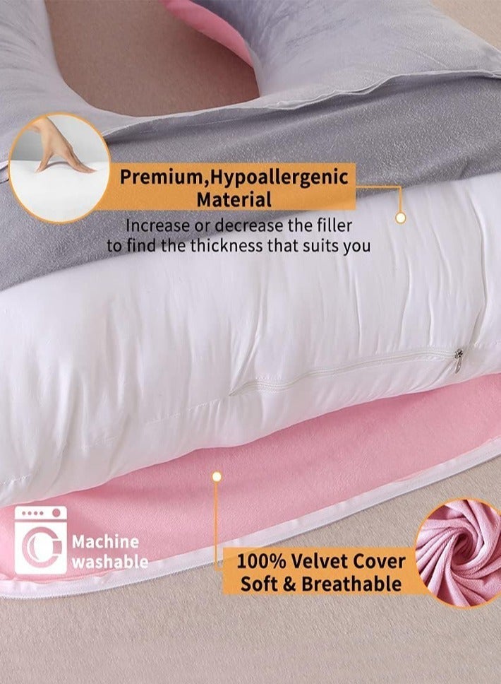 dida-cosmos Pregnancy Pillow U Shaped Full Body Pillow with Velvet Cover, XXL Maternity Pillow for Pregnant Women Back, Legs and Belly Support,Two-tone flannel - Image 5