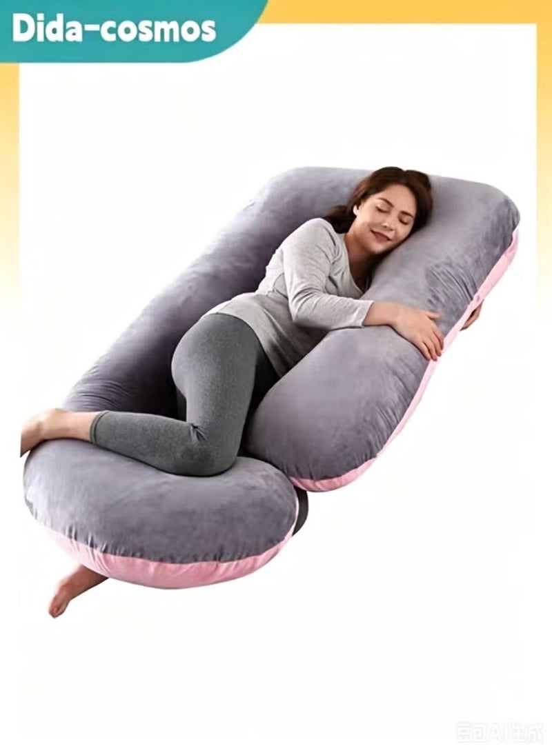 dida-cosmos Pregnancy Pillow U Shaped Full Body Pillow with Velvet Cover, XXL Maternity Pillow for Pregnant Women Back, Legs and Belly Support,Two-tone flannel - Image 1