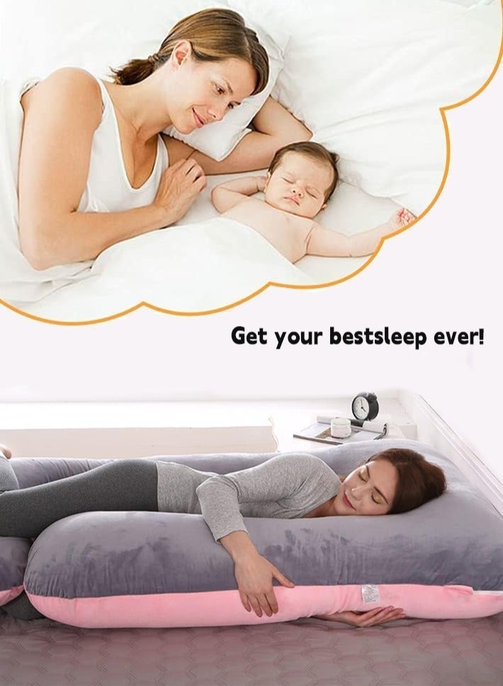 dida-cosmos Pregnancy Pillow U Shaped Full Body Pillow with Velvet Cover, XXL Maternity Pillow for Pregnant Women Back, Legs and Belly Support,Two-tone flannel - Image 4
