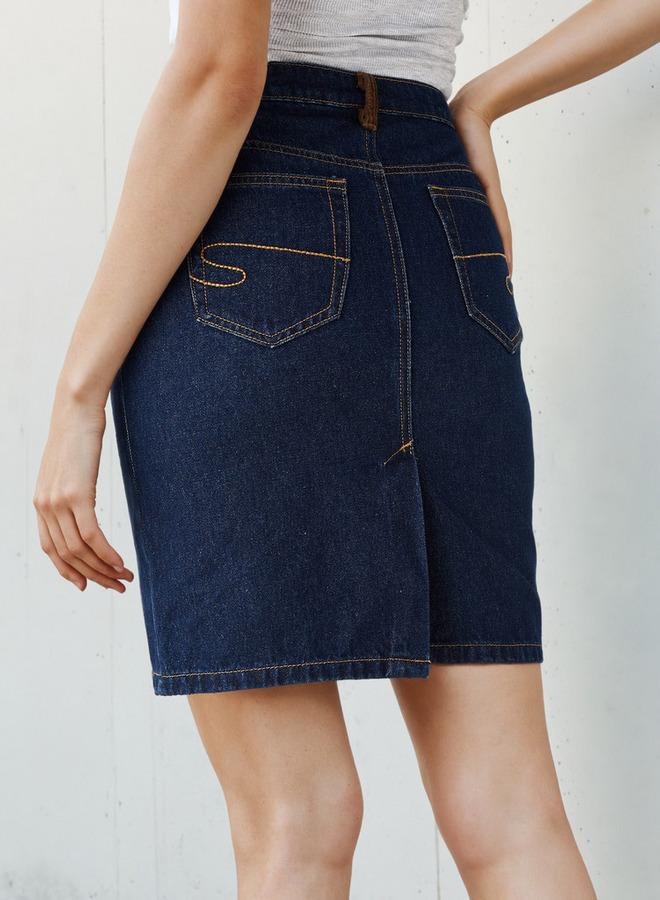 لي كوبر تنورة جينز قصيرة بتفاصيل لي كوبر من الكوردروي - Image 3