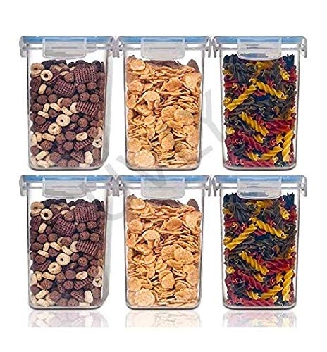 CUVLY Air Tight Food Storage Containers Kitchen Containers for Storage Set Plastic Storage Box for Kitchen Airtight Containers Storage Jar Set for Kitchen Storage 6 pcs set 2000 ml - Image 1