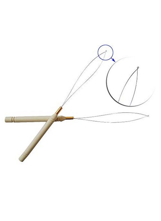 yantaisiyu - 6 Pcs Woodlike Hair Extension Loop Needle Threader Wire Pulling Hook Bead Device Tool For Silicone Microlink Rings Beads And Feathers Extensions Loop Tools - Image 1
