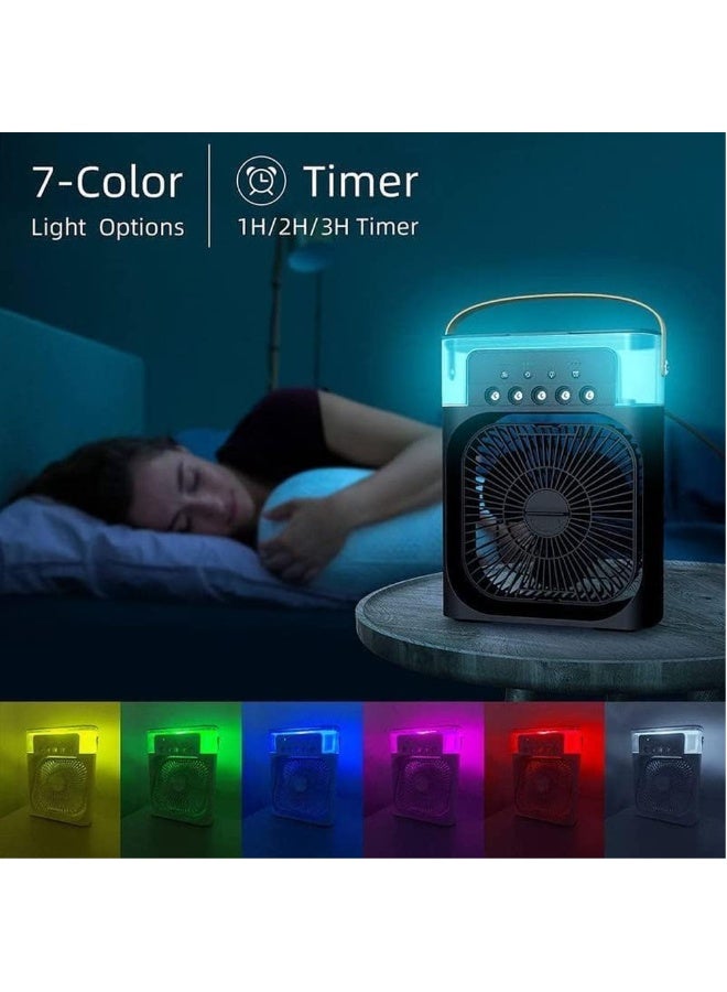 Lacoz Portable Air Cooler Fan with Humidifier 3-Speed Turbo Cooling LED Night Light USB Powered Personal Air Cooler for Home, Office & Travel Blue - Image 2