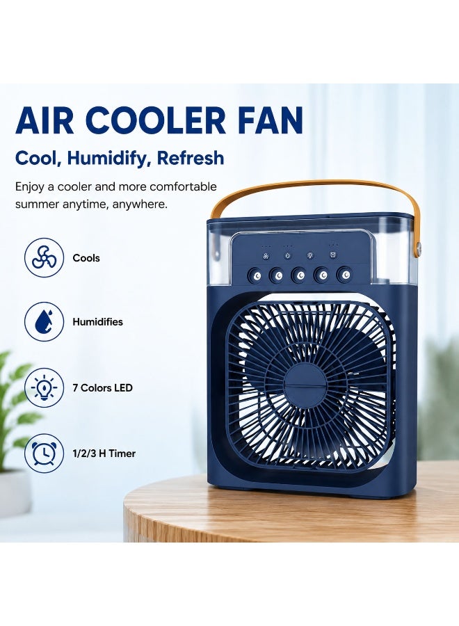 Lacoz Portable Air Cooler Fan with Humidifier 3-Speed Turbo Cooling LED Night Light USB Powered Personal Air Cooler for Home, Office & Travel Blue - Image 3