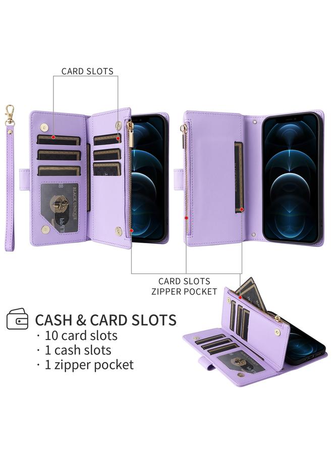 S-TOP Case For iPhone 14 / 13 Crossbody Zipper Wallet Rhombus Leather Phone Case - Image 4