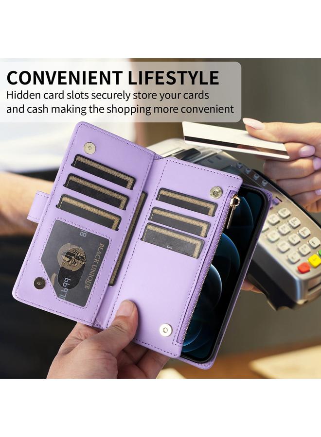 S-TOP Case For iPhone 14 / 13 Crossbody Zipper Wallet Rhombus Leather Phone Case - Image 5