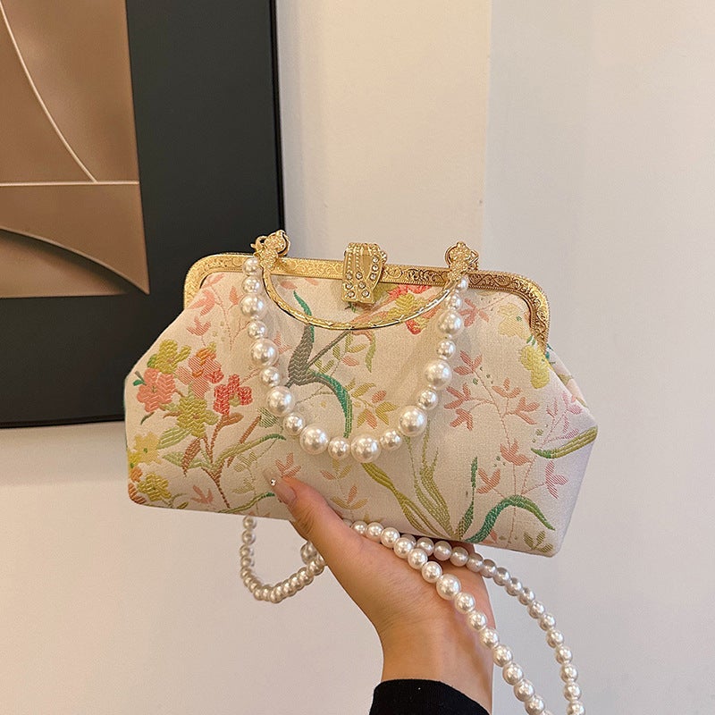 New Chinese Style National Style Embroidered Bag Women'S 2024 Vintage Original Pearl Handbag Shoulder Crossbody Bag - Image 2