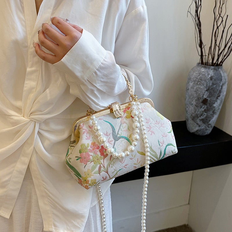 New Chinese Style National Style Embroidered Bag Women'S 2024 Vintage Original Pearl Handbag Shoulder Crossbody Bag - Image 3