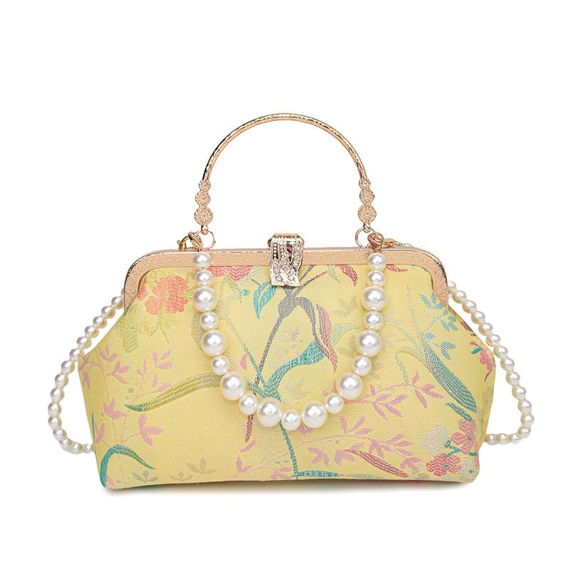 New Chinese Style National Style Embroidered Bag Women'S 2024 Vintage Original Pearl Handbag Shoulder Crossbody Bag - Image 1