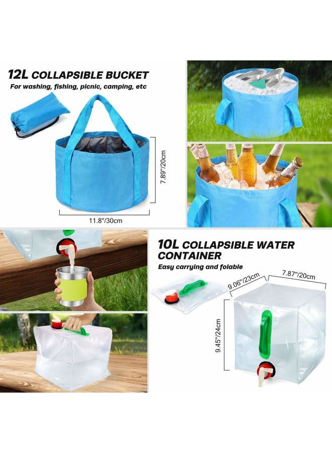 Odoland 29pcs Camping Cookware Mess Kit, Non-Stick Lightweight Pots Pan Kettle, Collapsible Water Container and Bucket, Stainless Steel Cups Plates Forks Knives Spoons for Outdoor Backpacking Picnic - Image 5