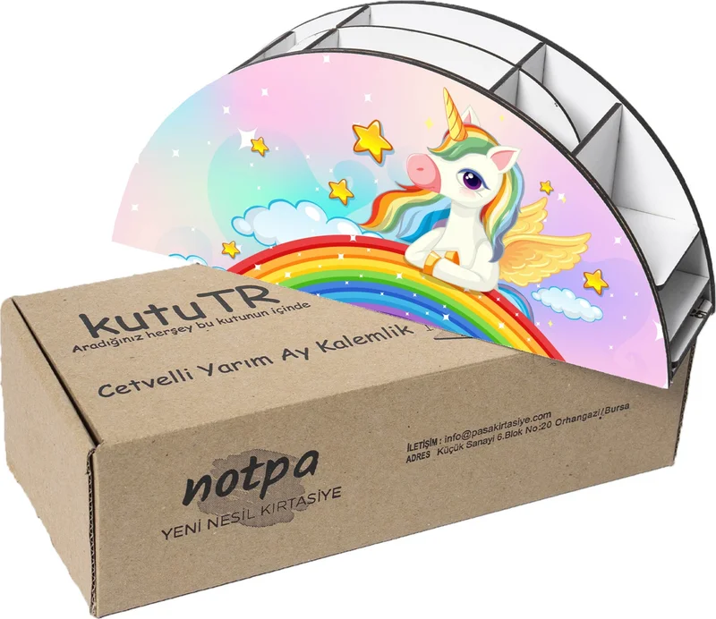 Notpa Wooden Vip Starry Unicorn Rainbow Ruler Desktop Pencil Holder Organizer for Kids VIP54