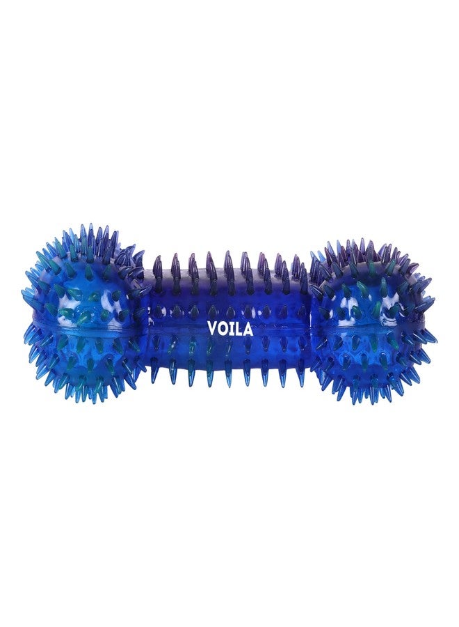 Voila Spiky Bone Dog Toy, Durable & Chew-Resistant Bone for Dogs, Soft & Non-Toxic Rubber Spikes for Healthy Teeth & Gums, Ideal for Medium, Large & Extra Large Dogs (Pack of 1) Blue - Image 1