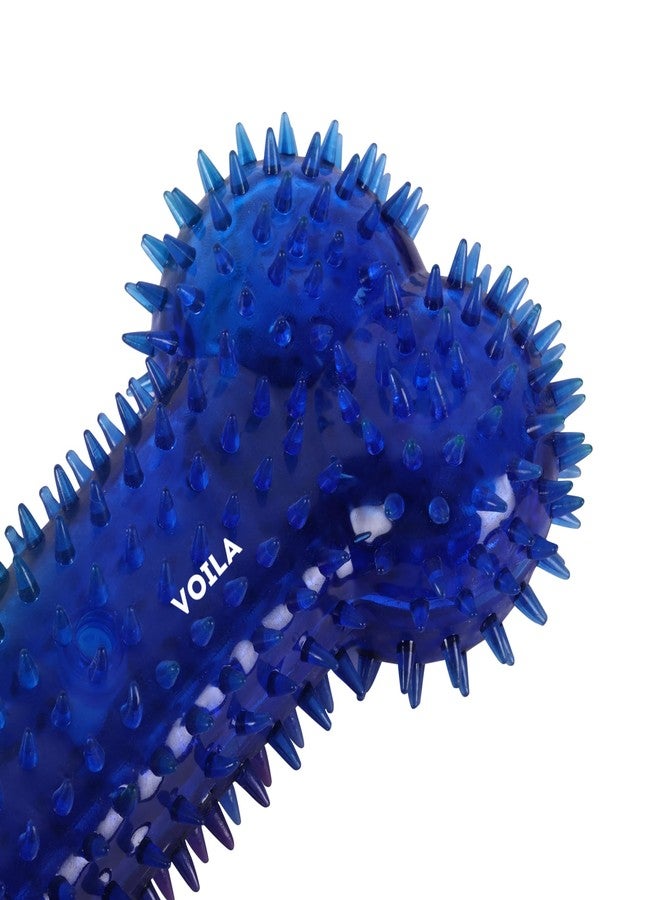 Voila Spiky Bone Dog Toy, Durable & Chew-Resistant Bone for Dogs, Soft & Non-Toxic Rubber Spikes for Healthy Teeth & Gums, Ideal for Medium, Large & Extra Large Dogs (Pack of 1) Blue - Image 2