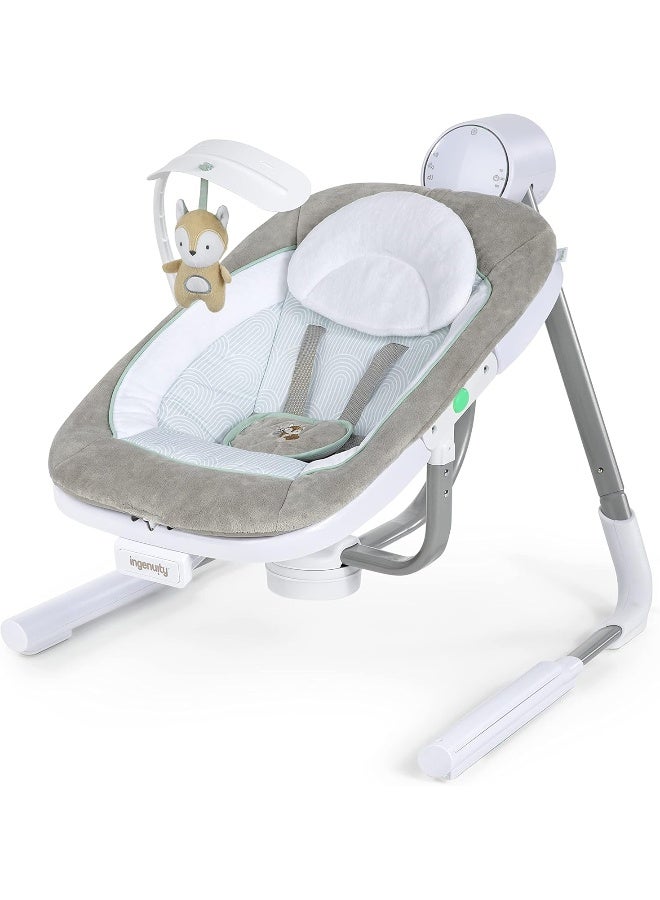 Ingenuity Anyway Sway 5-Speed Multi-Direction Portable Foldable Baby Swing & Infant Seat with Vibrations, Nature Sounds - Image 1