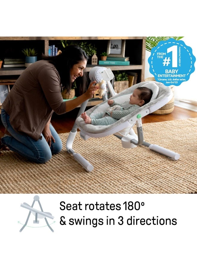 Ingenuity Anyway Sway 5-Speed Multi-Direction Portable Foldable Baby Swing & Infant Seat with Vibrations, Nature Sounds - Image 3