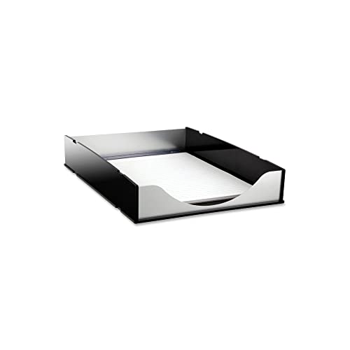 Kantek Black Acrylic and Silver Aluminum Letter Tray, Stackable Desk Organizer, 10..25" x 13.25" x 2.25", Heavy Duty, Office Organizer, Desk Accessory - Image 4