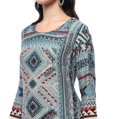 BIBA Blue Rayon Straight Kurta - Image 2
