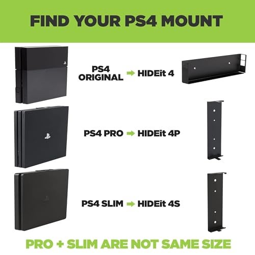 HIDEit Mounts 4 Original PS4 Mount, Black Steel Wall Mount for PS4 Original, Safely Store PS4 Console Near or Behind TV - Image 2
