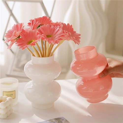JSPYFITS Glass Hydroponic Flower Vase, Double Balls Colored Glasses Bubble Vase for Flowers, 7 Inches Glass Funky Vases for Home/Office/Weddings/Party Table Décor (Pink) - Image 2