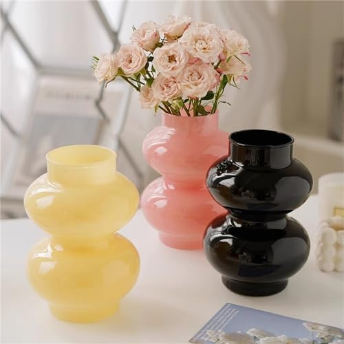 JSPYFITS Glass Hydroponic Flower Vase, Double Balls Colored Glasses Bubble Vase for Flowers, 7 Inches Glass Funky Vases for Home/Office/Weddings/Party Table Décor (Pink) - Image 5